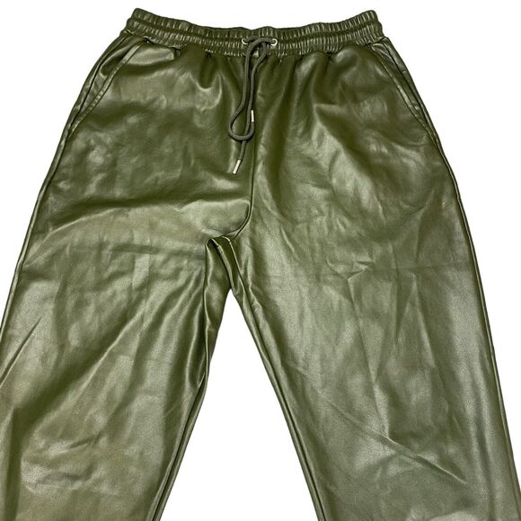 Anthropologie Avec Les Files Faux Leather Jogger Pants Womens Small Green - Picture 14 of 16